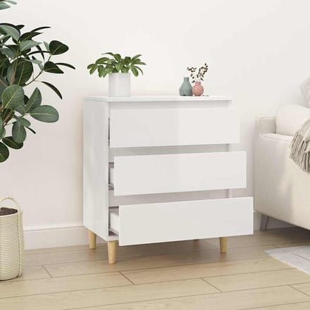 vidaXL - Dressoir - 60x35x70 - cm - bewerkt - hout - hoogglans - wit