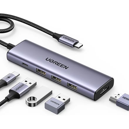 Ugreen CM511 Serie - 5-in-1 USB-C Hub - HDMI 4K - USB-A 3.0 - Grijs