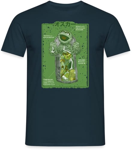 Sesamstraat Oscar Anatomie Vuilnisbak T-Shirt Heren