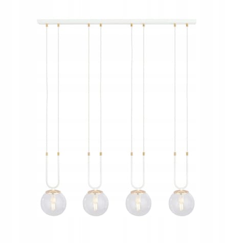 Luxe Witte Gouden Glazen Bol Hanglamp voor Eetkamer - 4xE14