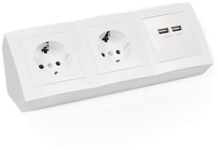 Stopcontactdoos met USB en 2 Geaarde Aansluitingen voor Onderbouw