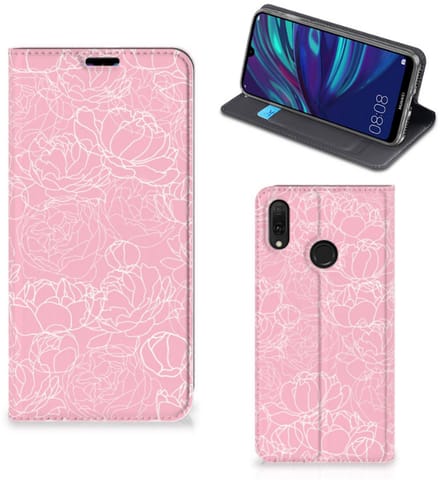 Huawei Y7 hoesje Y7 Pro (2019) Smart Cover White Flowers