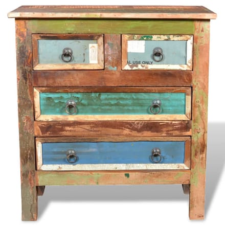 vidaXL - Kast - met - 4 - lades - massief - gerecycled - hout