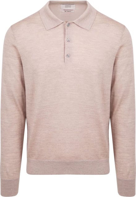 King Essentials The Robert Long Sleeve Poloshirt Merino Beige - Maat S - Heren - Pullovers