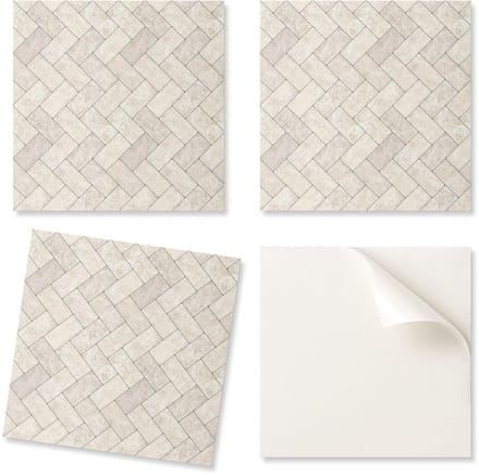 Set zelfklevende vinyltegels met bedrukt visgraatpatroon 9x30x30 cm