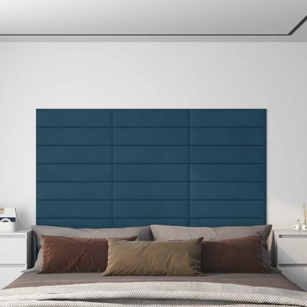 vidaXL - Wand - Hoofdbord - 12 - st - Blauw - Fluweel