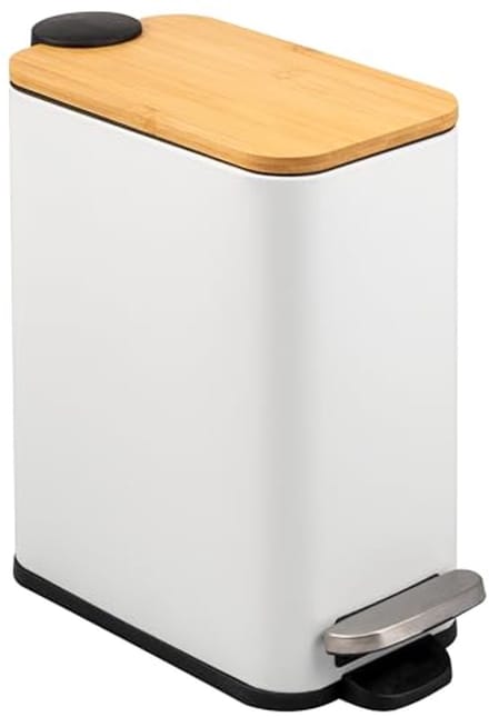 Moderne afvalemmer met bamboedeksel en soft-close mechanismen - 5 liter