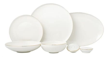 Bricard Canet - Porseleinen Dinner Set - Serviesset - 27-delig - 6-Persoons - Wit/Goud