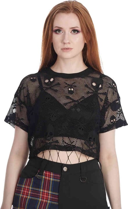 Banned - Skull Queen Crop top - XL - Zwart