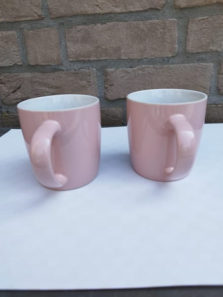 Argon - Set van 2 koffie/thee tassen/koppen/mokken - 350 ml - Roze/wit - hoge volumekorting