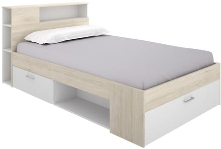 Vente-unique Bedframe hout natuurlijk licht, wit 120 x 190 cm