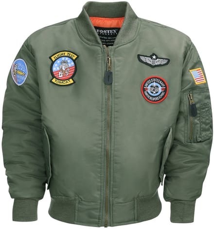 Fostex Garments - Kids MA-1 flight jacket (kleur: Groen / maat: S)