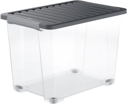 Rotho CORE Plus opbergboxen - afsluitbaar - set van 4 - stapelbaar - 65 ltr