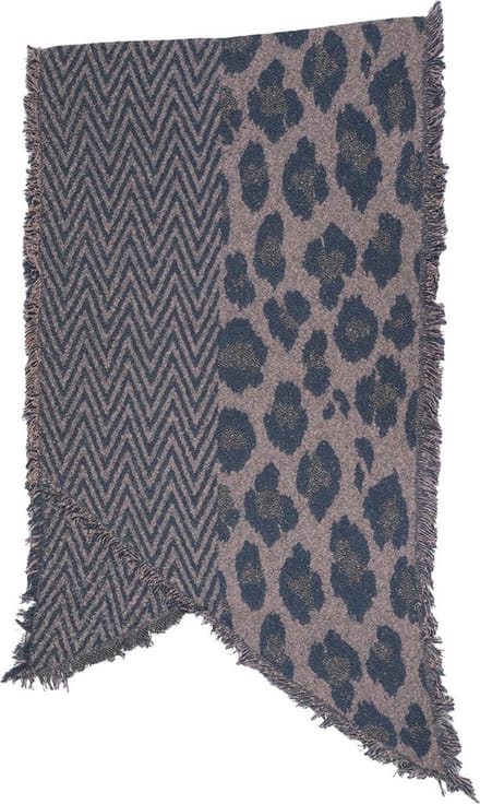 Dielay - Zachte Sjaal met Panterprint - 190x60 cm - Blauw en Bruin