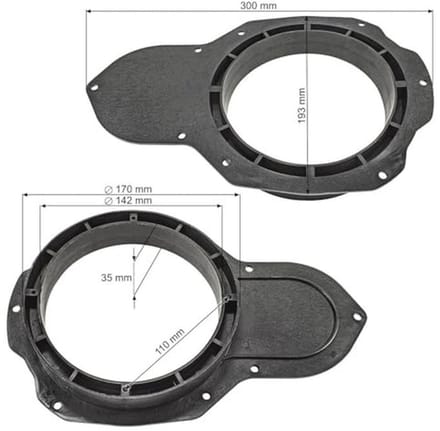 Luidspreker Ringen Adapter voor VW Passat 3C CC - Geschikt voor 165mm DIN Luidsprekers