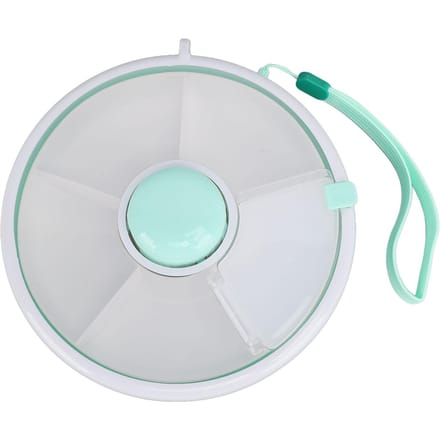 Snack Roterende Container met Deksel 5 Vakken Dispenser Lekdicht Morsbestendig Afdichtend Kinderen Fruit Green white