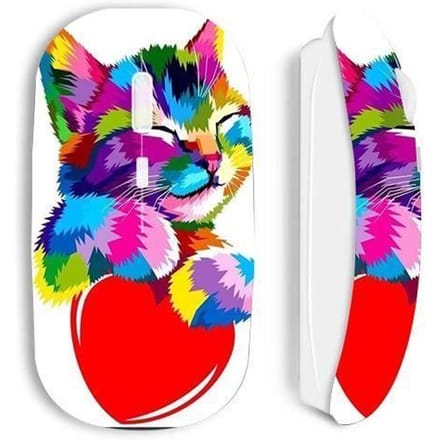 Souris sans fil maniacase blanche chat couleur sur coeur