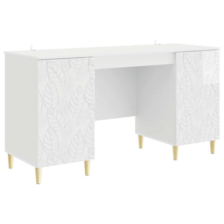 vidaXL - Bureau - Hoogglans - Wit - 142,5 - x - 50 - x - 75 - cm - Bewerkt - hout