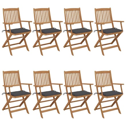 vidaXL - Inklapbare - stoelen - 8 - st - met - kussens - massief - acaciahout