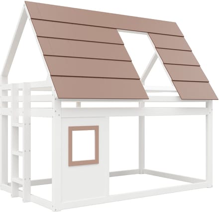 Sweiko Hoogslaper - 140 x 200 cm - Huisvorm - Kinderbed - Wit + Bruin