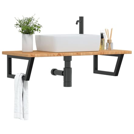 vidaXL - Badkamer - wandschap - staal - en - massief - eikenhout