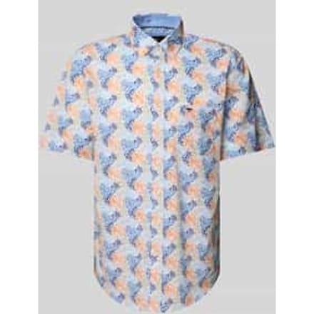 Fynch-Hatton Overhemd Multicolor Slub Allover Fantasy Leaves Pattern Button-Down Sunny Orange-Multi / male