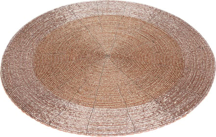 1x stuks placemats/onderleggers champagne rond D35 cm - Diner/kerstdiner tafel placemats