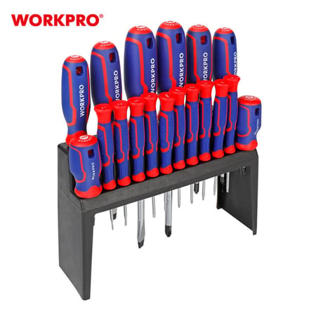 WORKPRO WP200506 Schroevendraaierset – 18-delig – Magnetisch – Precisie & Standaard – Incl. Opbergrek