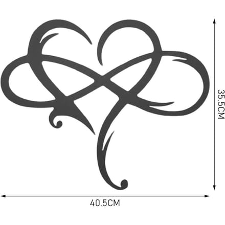 1 Cœur Infini Amour Éternel Ornement Mural en Fer à Suspendre, Noir, Taille 2 noir