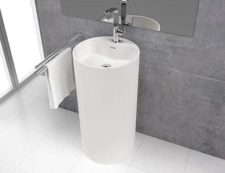 Wastafel vrijstaand Tube ø45x90cm Solid Surface mat wit