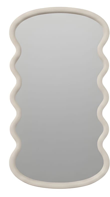 H&S Collection Spiegel / Wandspiegel - wave - taupe - 55 x 30 cm- decoratief - golfvorm