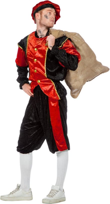 Budget Piet kostuum zwart/rood voor volwassenen