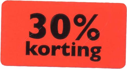 Etiket | Reclame-etiket | papier | 30% korting | permanent | 47x25mm | fluor/rood | rol à 1000 stuks