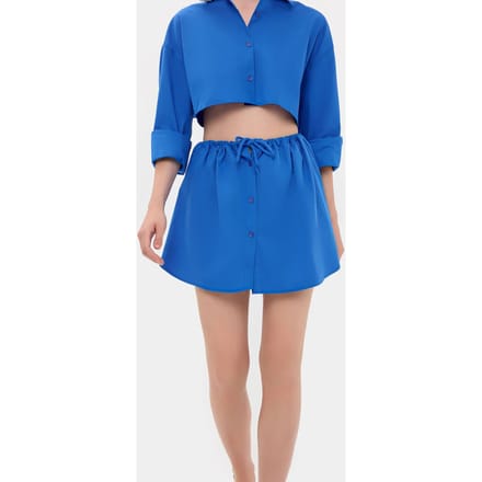 Hoge Taille Touwsluiting Knop Mini Rok