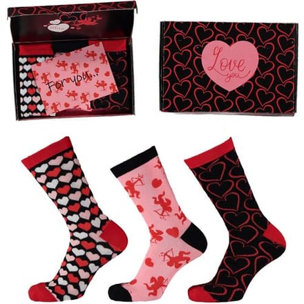 Apollo Valentijn Cadeau Sokken Giftbox Cupid Hearts Dames met gratis wenskaart
