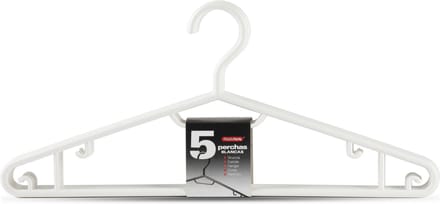 PlasticForte Kledinghangers - 5x - wit - kunststof - 40 cm - kleerhangers
