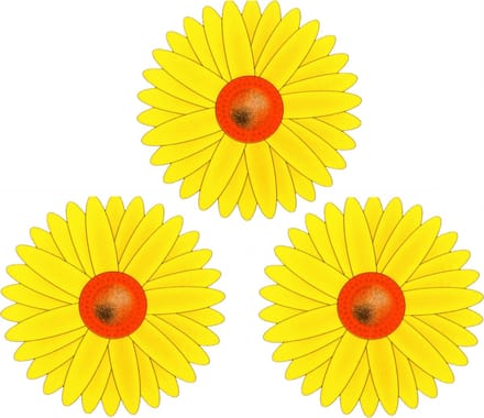 Sunnydays Fruitvliegjes val zonnebloem raamsticker - 9x stickers - geel - diameter 8,5