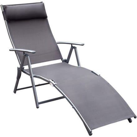 4goodz Comfortabele Zonnebed 7-standen - Textileen ligstoel - Grijs