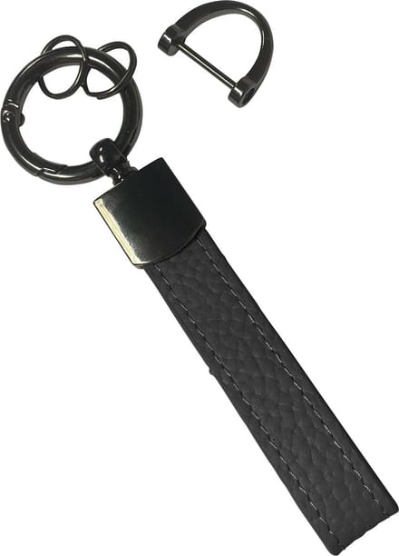 Sleutelhanger Leer Dik Sleutelhanger Met Sleutelhanger Ringen Leer - Zwart