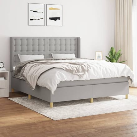 vidaXL - Boxspring - met - matras - stof - lichtgrijs - 160x200 - cm