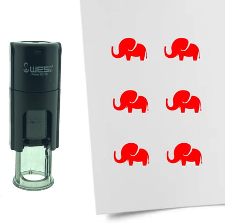 CombiCraft Stempel Olifant 10mm rond - rode inkt