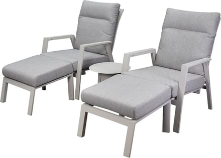 Barolo lounge balkonset 5 delig verstelbaar latte zand aluminium