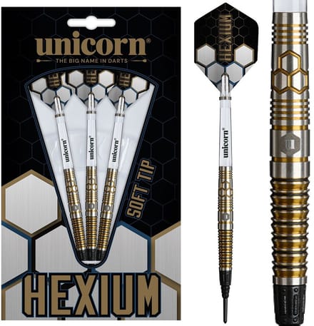 Unicorn Hexium 3 Gold Black 90% - Soft Tip Darts