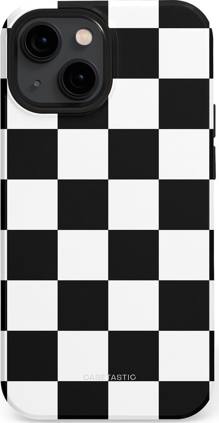 Casetastic hoesje geschikt voor Apple iPhone 13 mini - MagSafe - Dubbellaagse bescherming - Schaak - Fashion Case - Zwart Wit Zilver