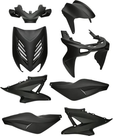 Kappenset 8 delig Yamaha Aerox, MBK Nitro mat zwart