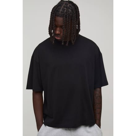 Essential Oversized Boxy Crew Neck T-Shirt | Black | Size Large