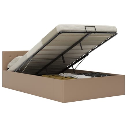 vidaXL - Bedframe - met - opslag - hydraulisch - kunstleer - cappuccino - 140x200 - cm
