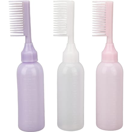 3 Stuks Wortelkam Applicatorfles Eenvoudige Bediening Schaalontwerp Haarkleur Doseerfles voor white