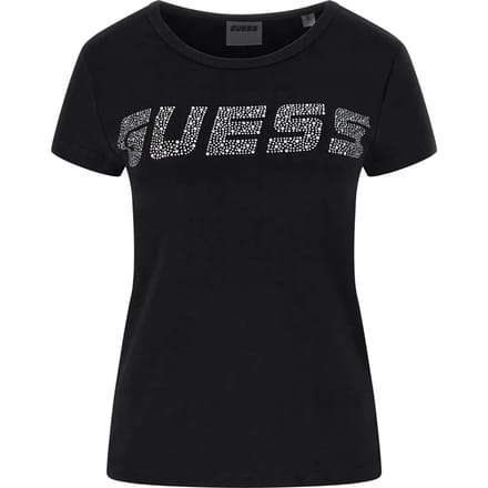 Rhinestone Guess Logo Tee Wo - Black Shirts