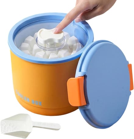 IJsemmer Met Deksel - Reis Emmer - Drankjes Koelen - 2 In 1 Functionaliteit - 21x20x18cm - Geel